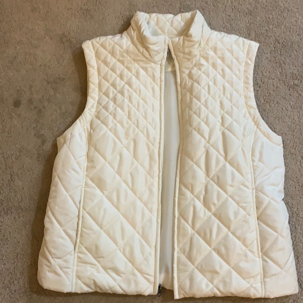croft & barrow Cream Quilted Sleeveless Vest